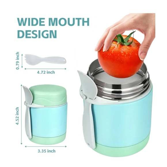 10oz Hot Insulated Thermos. Mint Color. Perfect for School Lunch! - Picture 2 of 4